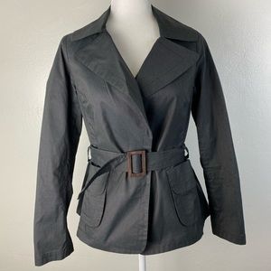 Charles Chang-Lima Belted Trench Charcoal Black Jacket Women’s 6 Made in USA